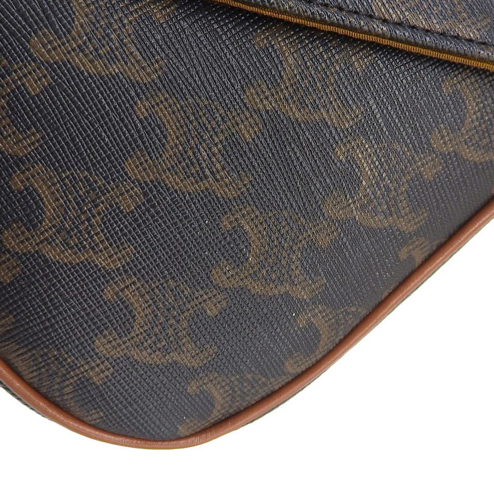 Celine Triangle Triomphe Canvas Shoulder Bag Brow… - image 5